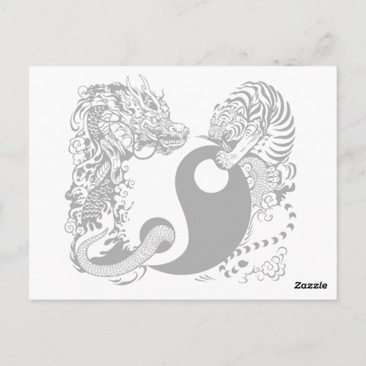 dragon en tijger yin yang symbool briefkaart (Achterkant)