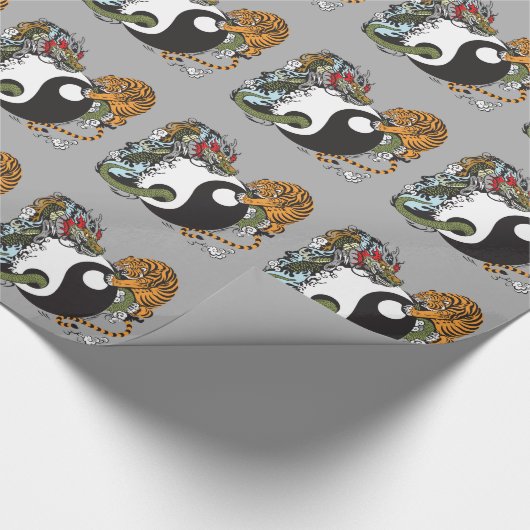 dragon en tijger yin yang symbool cadeaupapier (Hoek)