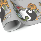 dragon en tijger yin yang symbool cadeaupapier (Rol Hoek)