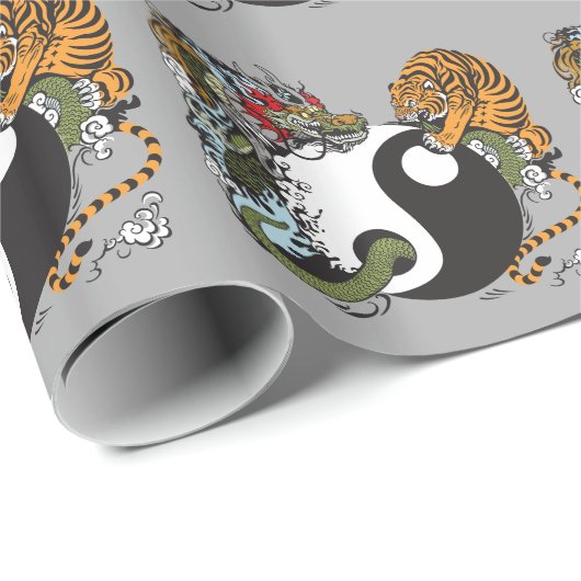 dragon en tijger yin yang symbool cadeaupapier (Rol Hoek)