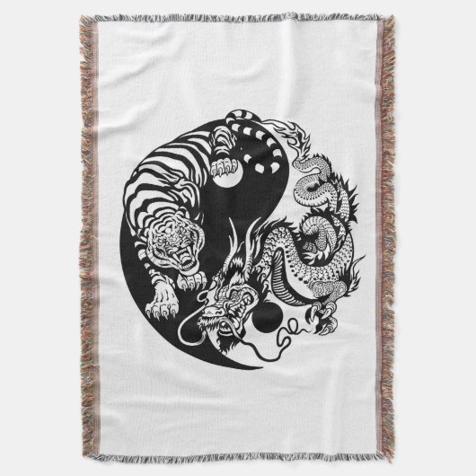 dragon en tijger yin yang symbool deken (Voorkant Verticaal)