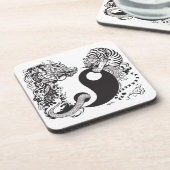 dragon en tijger yin yang symbool drankjes onderzetter (Linkerzijde)