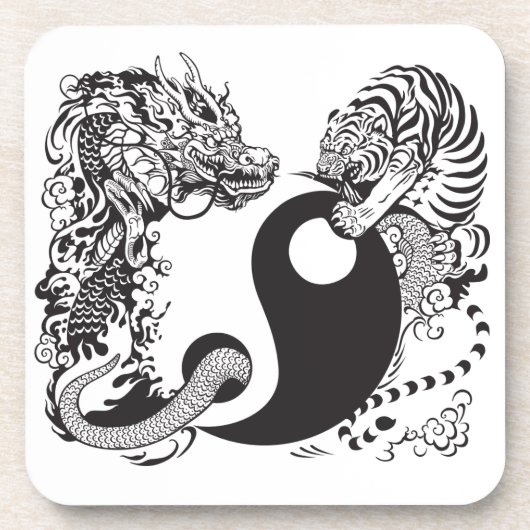 dragon en tijger yin yang symbool drankjes onderzetter (Voorkant)