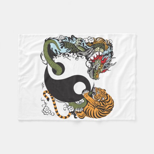 dragon en tijger yin yang symbool fleece deken (Voorkant (Horizontaal))