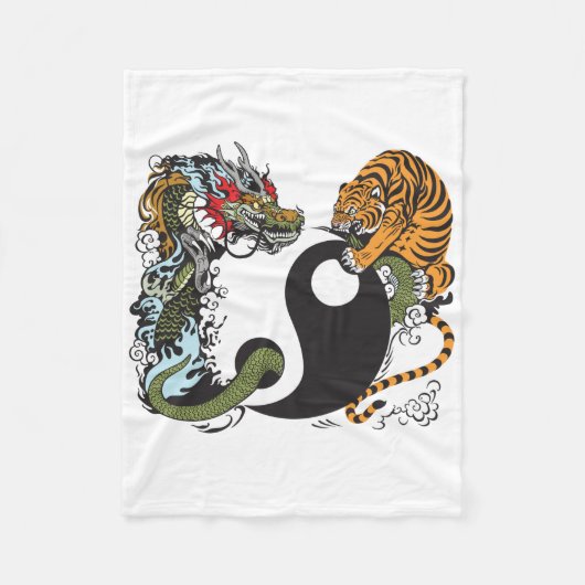 dragon en tijger yin yang symbool fleece deken (Voorkant)