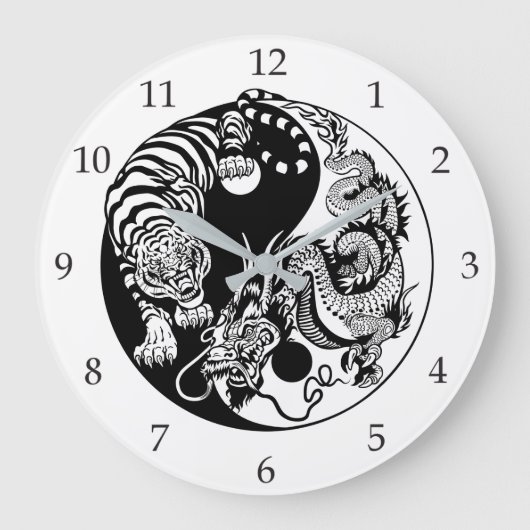 dragon en tijger yin yang symbool grote klok (Voorkant)