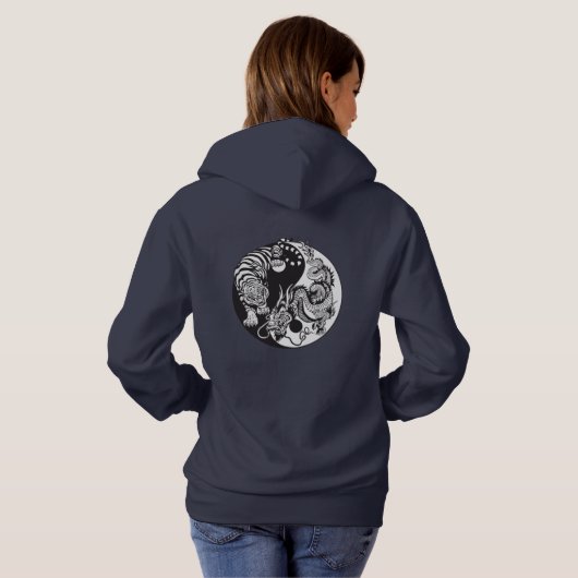 dragon en tijger yin yang symbool hoodie (Achterkant volledig)
