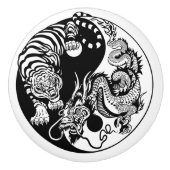 dragon en tijger yin yang symbool keramische knop (Voorkant)