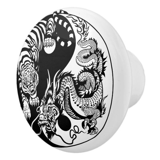 dragon en tijger yin yang symbool keramische knop (Rechts)