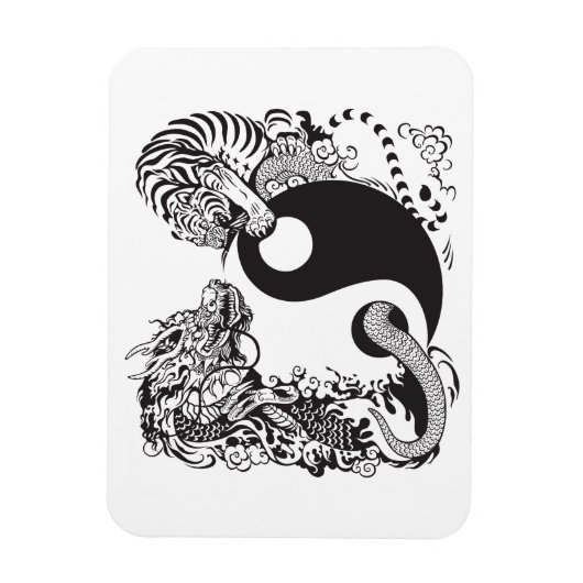 dragon en tijger yin yang symbool magneet (Verticaal)