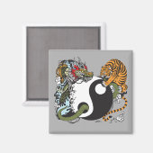 dragon en tijger yin yang symbool magneet (Voorkant / Achterkant)