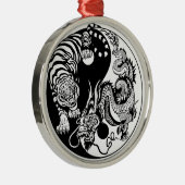 dragon en tijger yin yang symbool metalen ornament (Rechts)