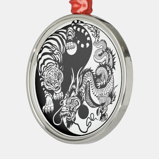 dragon en tijger yin yang symbool metalen ornament (Links)