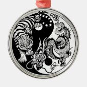 dragon en tijger yin yang symbool metalen ornament (Voorkant)
