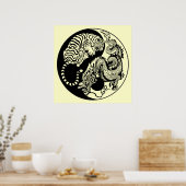 dragon en tijger yin yang symbool poster (Keuken)