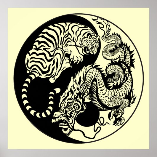 dragon en tijger yin yang symbool poster (Voorkant)