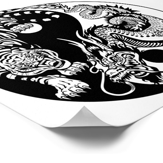 dragon en tijger yin yang symbool poster (Hoek)