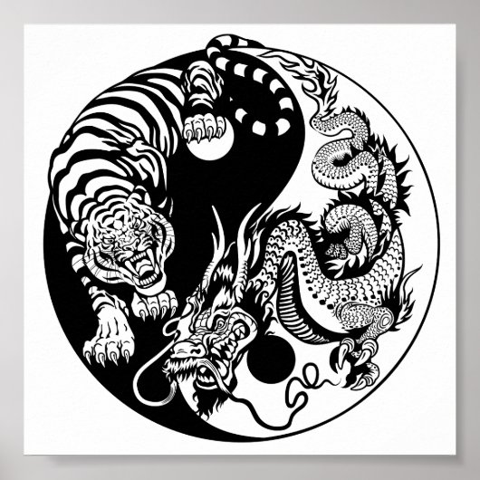 dragon en tijger yin yang symbool poster (Voorkant)