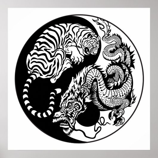 dragon en tijger yin yang symbool poster (Voorkant)