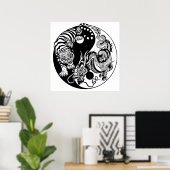 dragon en tijger yin yang symbool poster (Thuiskantoor)
