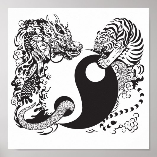 dragon en tijger yin yang symbool poster (Voorkant)