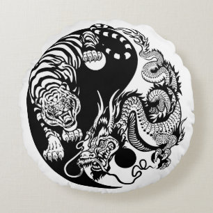dragon en tijger yin yang symbool rond kussen
