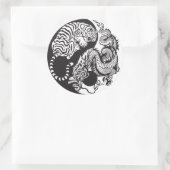 dragon en tijger yin yang symbool ronde sticker (Tas)