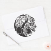 dragon en tijger yin yang symbool ronde sticker (Envelop)