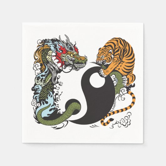 dragon en tijger yin yang symbool servetten (Voorkant)