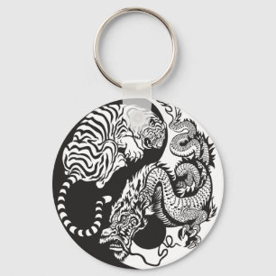 dragon en tijger yin yang symbool sleutelhanger