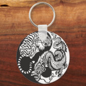 dragon en tijger yin yang symbool sleutelhanger (Voorkant)