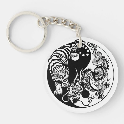 dragon en tijger yin yang symbool sleutelhanger (Voorkant)