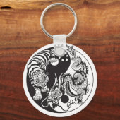 dragon en tijger yin yang symbool sleutelhanger (Voorkant)
