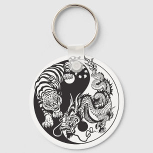 dragon en tijger yin yang symbool sleutelhanger