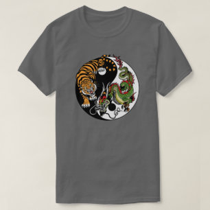 dragon en tijger yin yang symbool t-shirt