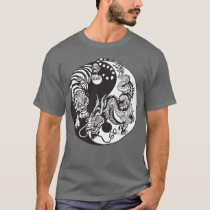 dragon en tijger yin yang symbool t-shirt