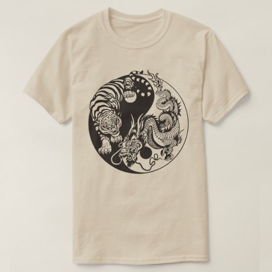 dragon en tijger yin yang symbool t-shirt (Design voorkant)