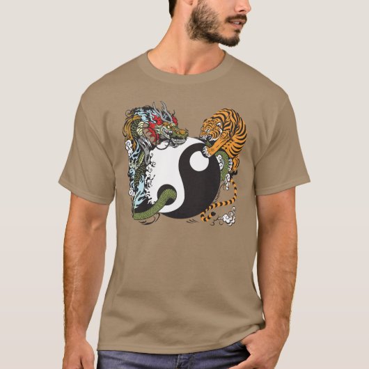 dragon en tijger yin yang symbool t-shirt (Voorkant)