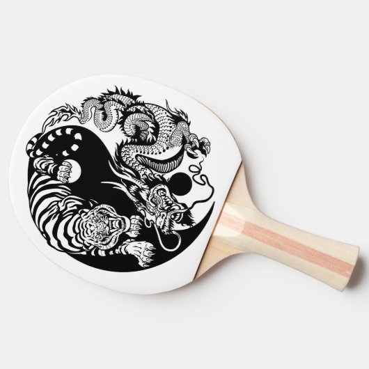 dragon en tijger yin yang symbool tafeltennisbatje (Zijkant)