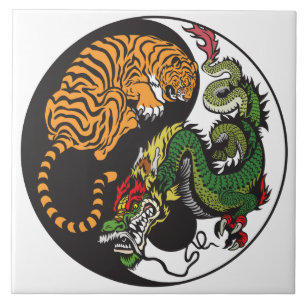 dragon en tijger yin yang symbool tegeltje