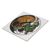 dragon en tijger yin yang symbool tegeltje (Zijkant)