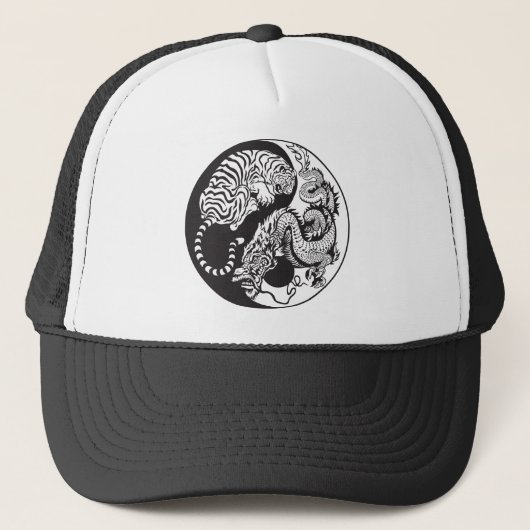 dragon en tijger yin yang symbool trucker pet (Voorkant)