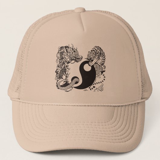 dragon en tijger yin yang symbool trucker pet (Voorkant)