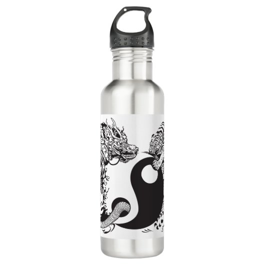 dragon en tijger yin yang symbool waterfles  (Voorkant)