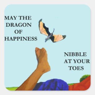 Dragon en Toes Vierkante Sticker