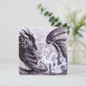 Dragon en Unicorn // Courtship Feestdagenkaart (Staand voorkant)