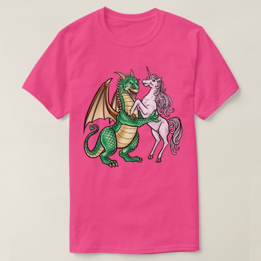 Dragon en Unicorn Dancing Waltz muziekcreatuur T-shirt (Design voorkant)