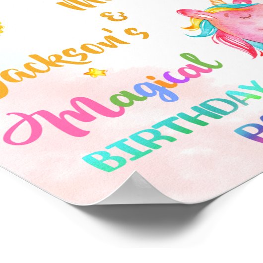 Dragon en Unicorn heugfeest Slot Magic party Poster (Hoek)