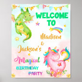 Dragon en Unicorn heugfeest Slot Magic party Poster (Voorkant)