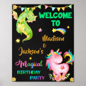 Dragon en Unicorn heugfeest Slot Magic party Poster (Voorkant)